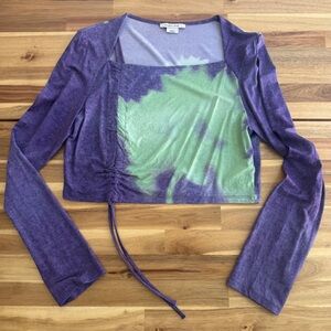 Paloma Wool Ribera Cut Out Ruched Long Sleeve Crop Top XL